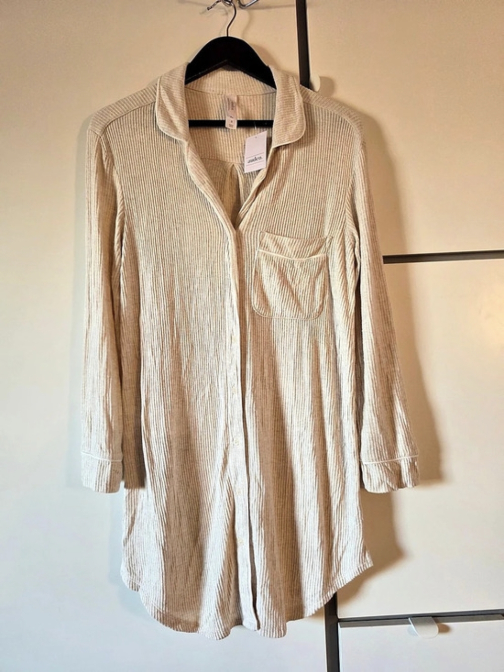 cozy Auden Women's Cozy Ribbed Notch Collar Pajama Gown